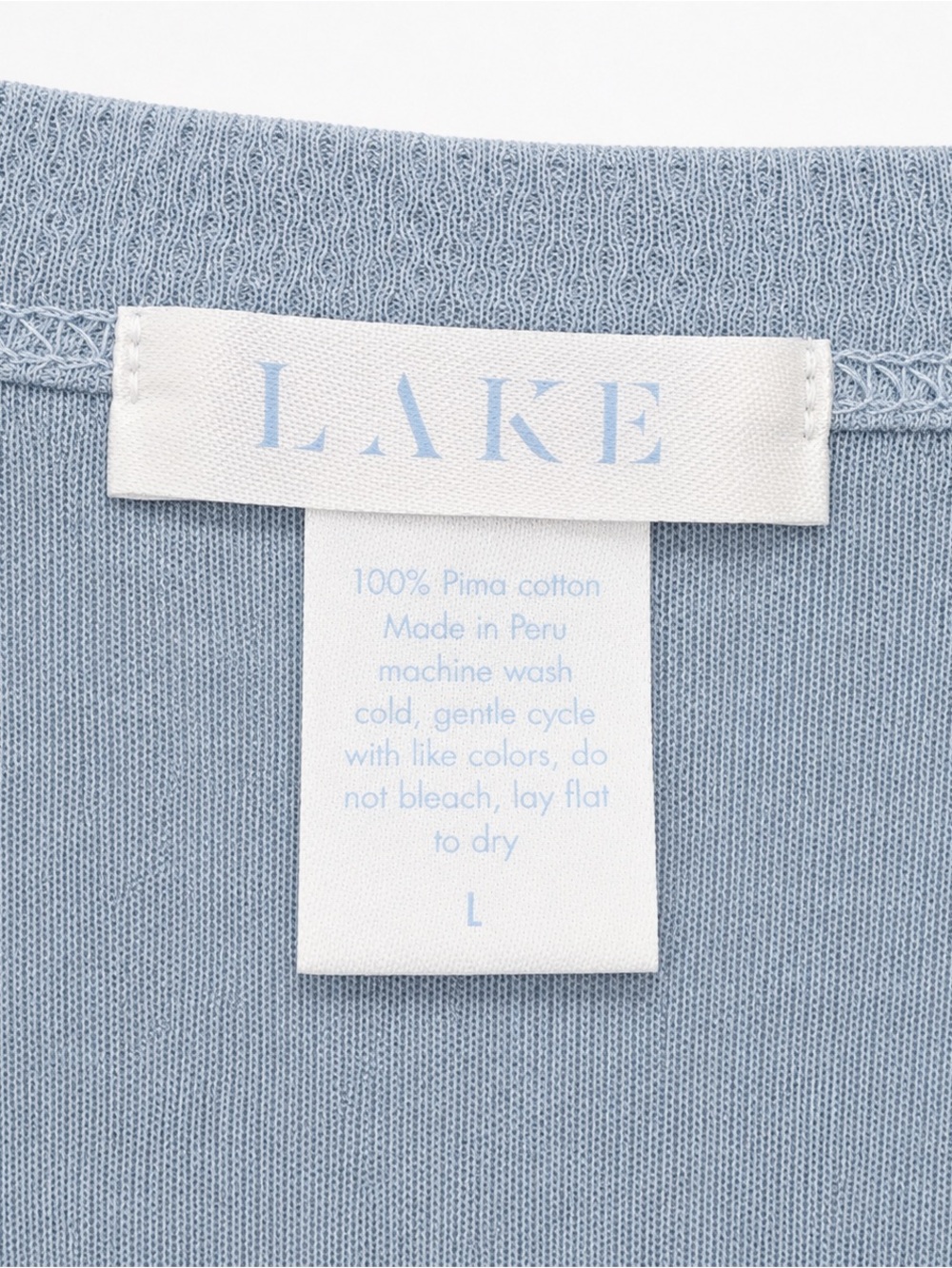 LAKE Pajamas 100% Pima Cotton Long Sleeve Lounge Top Pointelle Knit Size L - Picture 5 of 9